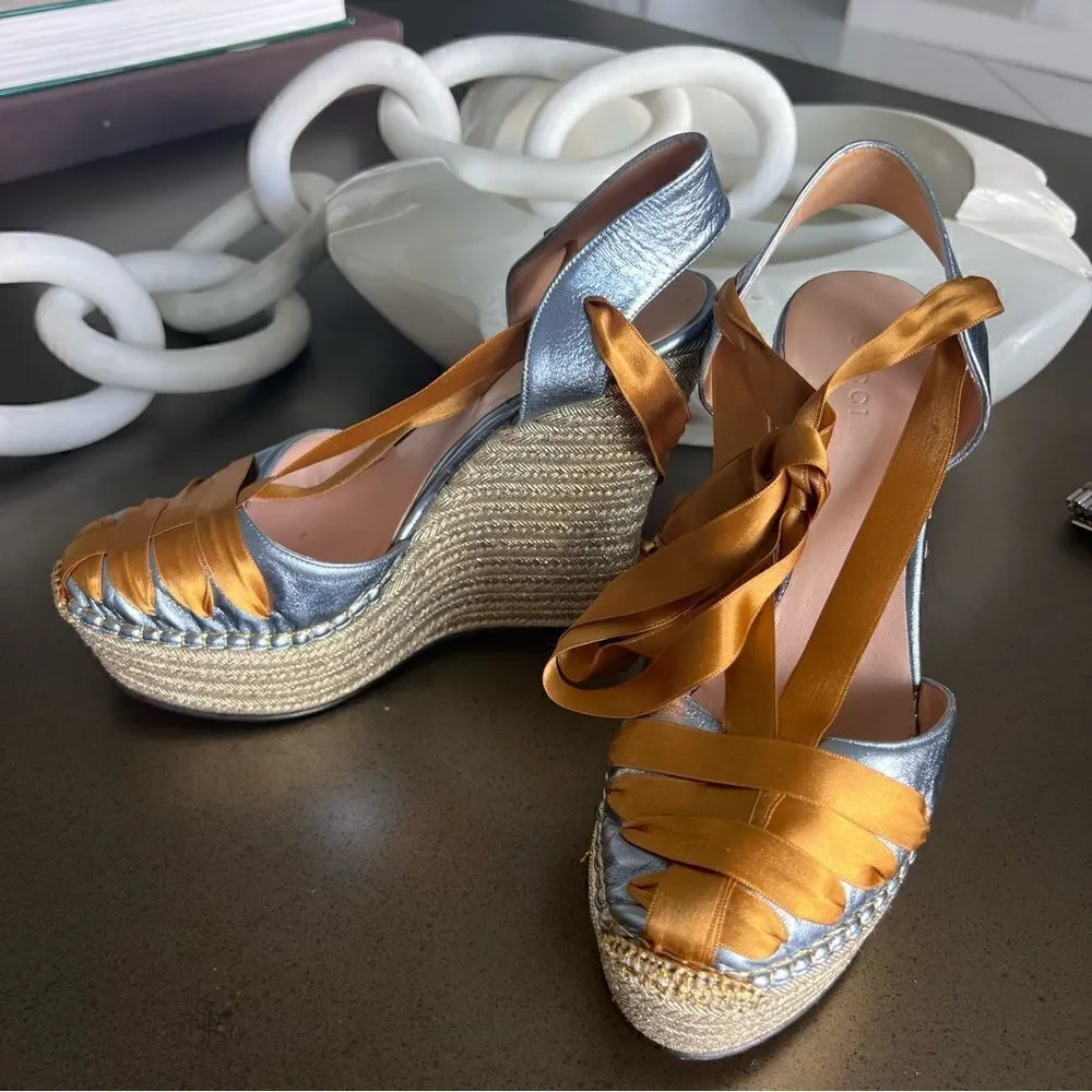 GUCCI Lilibeth leather espadrilles Size 40